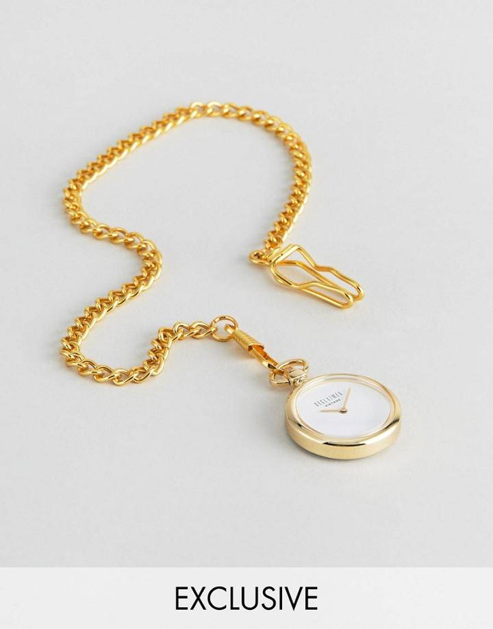 Reclaimed Vintage Inspired Gold Pocket Watch With Subdial - Gold
