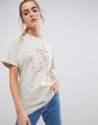 Daisy Street Relaxed T-shirt With Vintage San Francisco Print - Beige