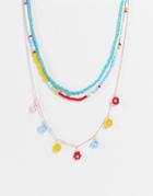 Madein Multi-row Necklace In Beaded And Flower Charm