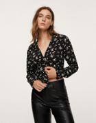 Mango Printed Floral Blouse In Black