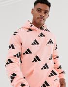 Adidas Training Graphic Print Hoodie In Pink