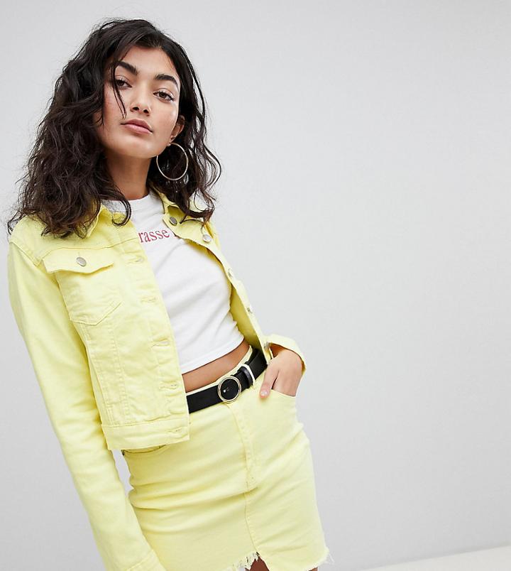 Prettylittlething Denim Jacket - Yellow