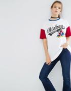 Asos T-shirt With Disney Print And Contrast Sleeves In Oversized Fit -