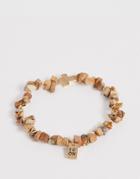 Icon Brand Imitation Sandstone Bracelet With Cross Charm In Brown - Brown