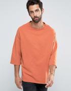 Only & Sons Sweat With Crew Neck And 3/4 Sleeve Detail - Brown
