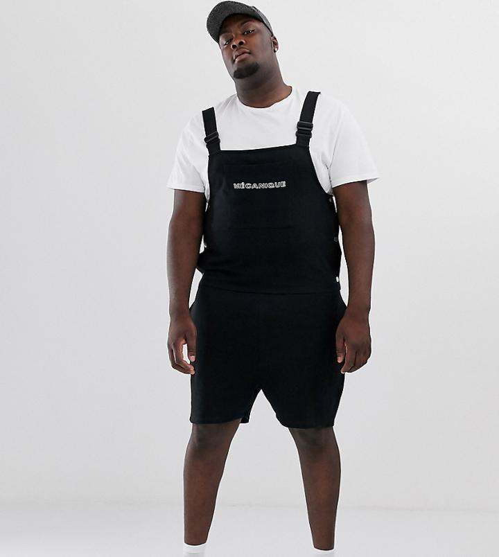 Asos Design Plus Jersey Overalls In Pockets & Chest Print-gray