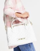 Love Moschino Quilted Tote Bag In White