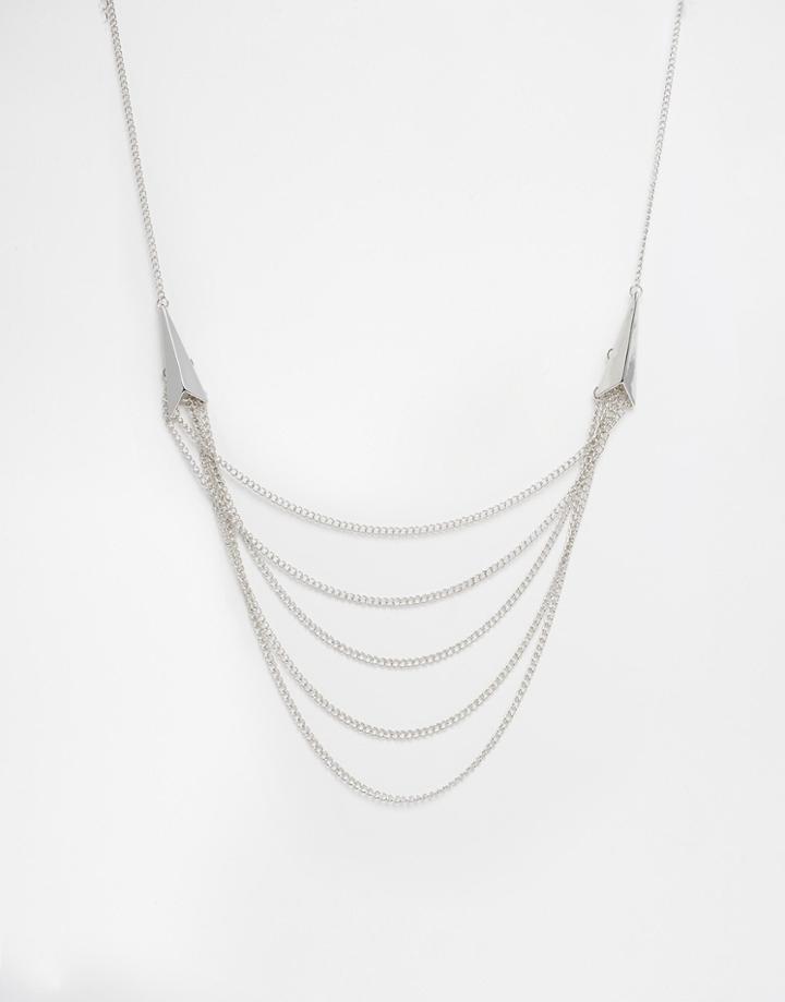 Asos Chain Multirow Necklace - Silver