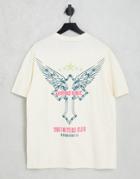 The Couture Club Oversized T-shirt In Off White With Gothic Cross Print