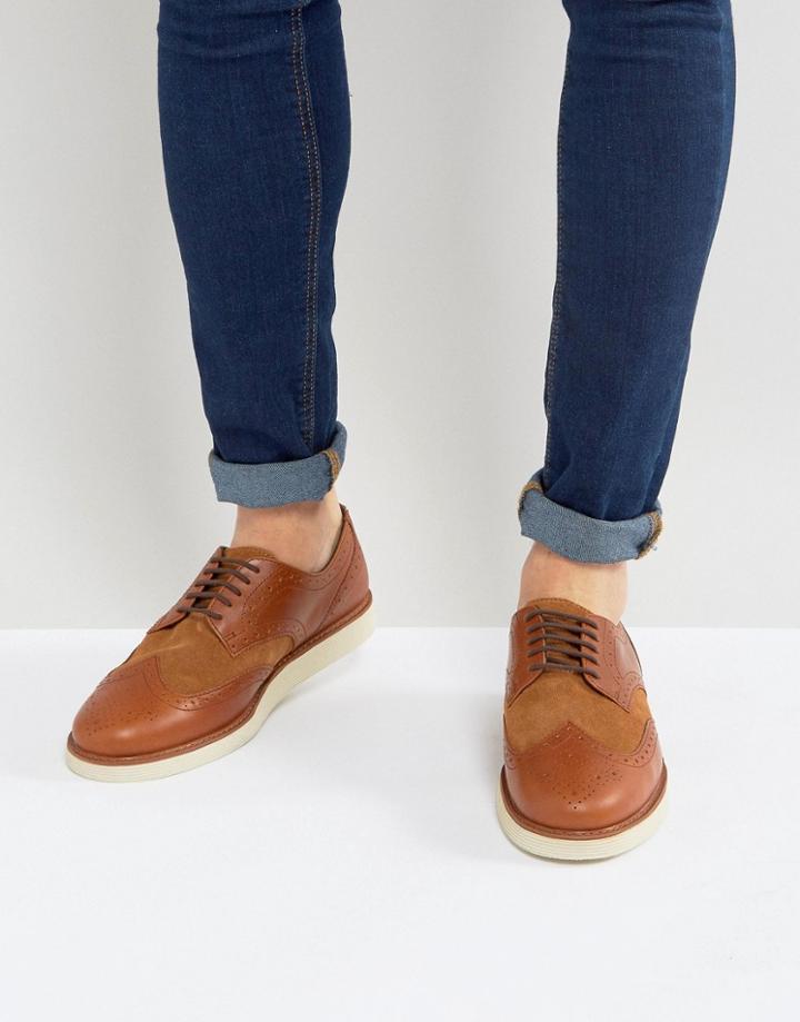 Fred Perry Newburgh Leather Brogue Derby Shoes - Tan