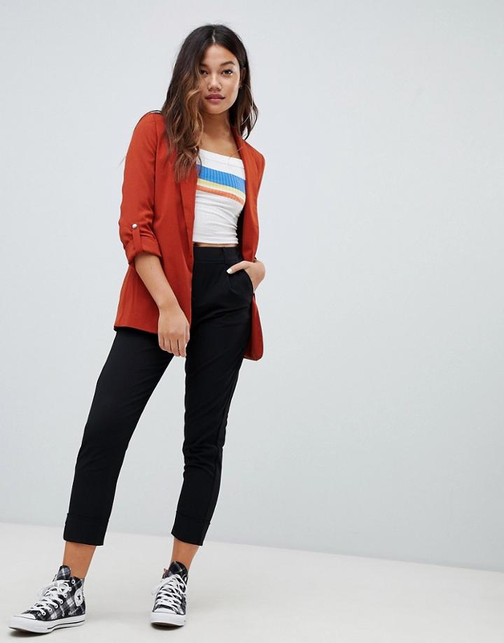 Bershka Turn Up Leg Pants - Black