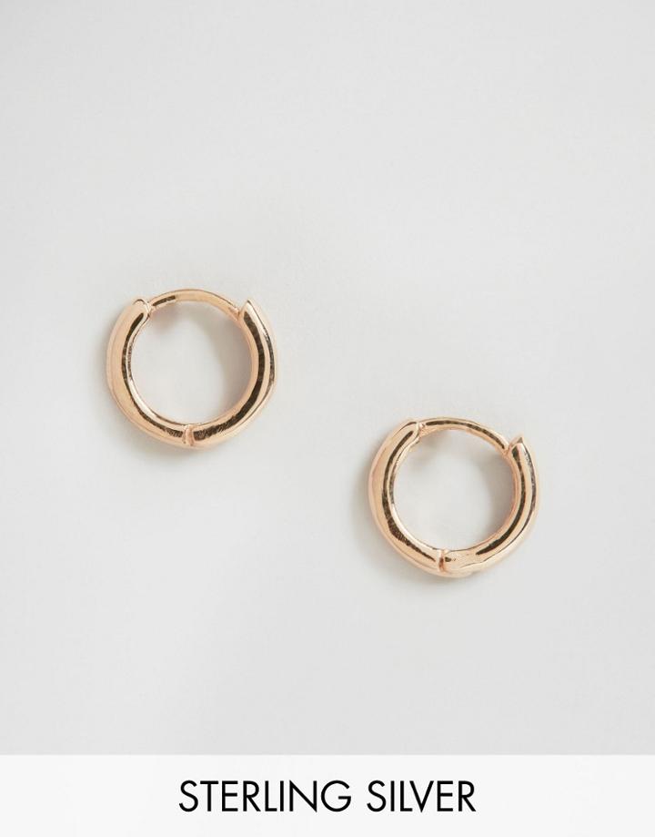 Asos Rose Gold Plated Sterling Silver 7mm Chunky Hoop Earrings - Copper