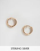 Asos Rose Gold Plated Sterling Silver 7mm Chunky Hoop Earrings - Copper