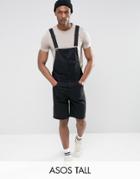 Asos Tall Short Overalls In Black - Black