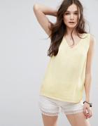 Vila V Neck Tank Top - Yellow