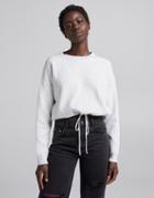 Bershka Adjustable Drawstring Waist Cropped Sweater In Gray Heather-grey