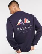 Parlez Solent Back Print Sweatshirt In Navy