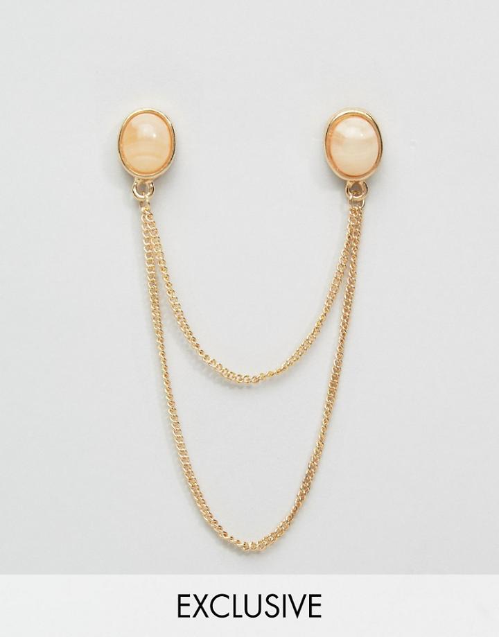 Designb Resin Collar Tips With Double Chain - Gold