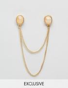 Designb Resin Collar Tips With Double Chain - Gold