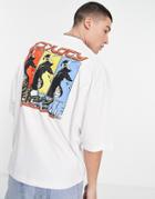 Asos Design Oversized T-shirt In White With Ninja Back Print