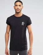 Gym King T-shirt With Rolled Sleeves - Black