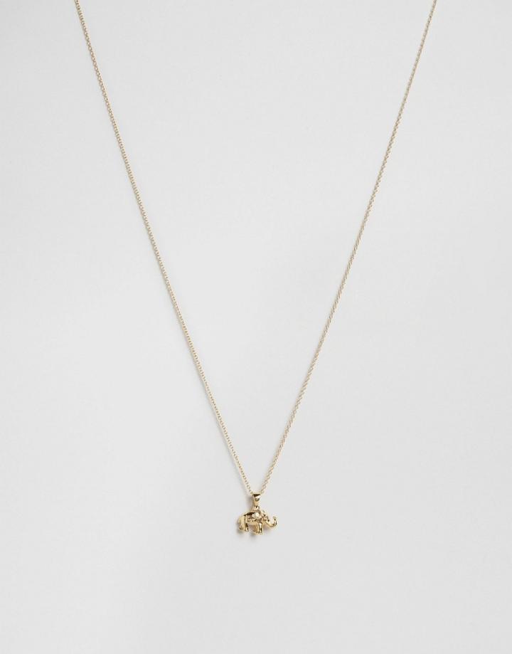 Orelia Lucky Elephant Ditsy Necklace - Gold