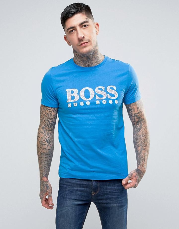 Boss Orange By Hugo Boss Turbulence 2 Large Logo T-shirt Blue - Blue