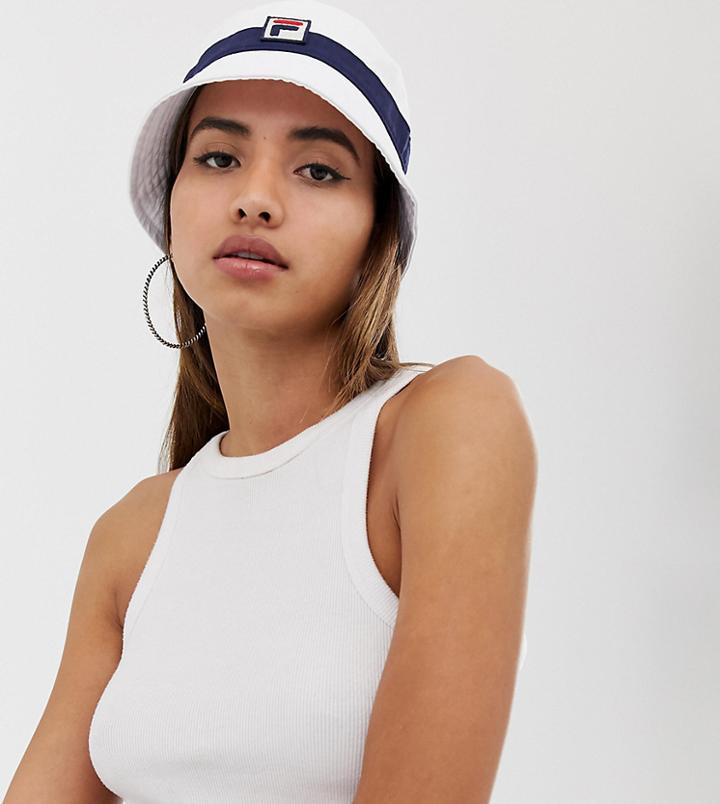 Fila Basil Logo Bucket Hat In White - White