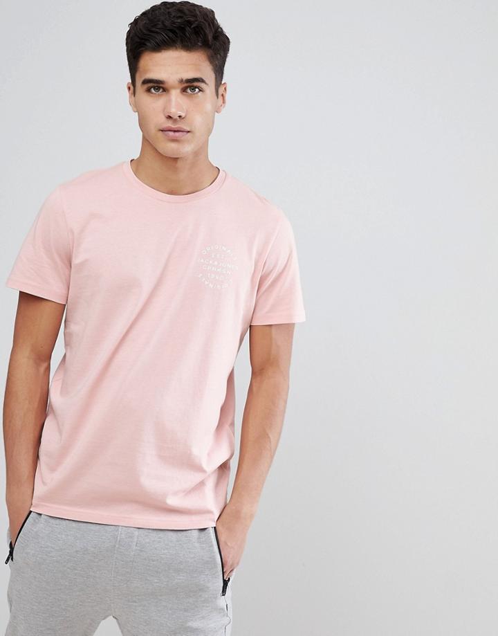 Jack & Jones Originals T-shirt With Chest Branding - Pink
