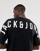 Jack & Jones Core Embroidery Logo T-shirt In Black - Black