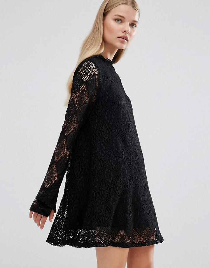Madam Rage Bell Sleeve Lace Dress - Black