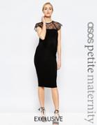 Asos Maternity Petite Lace Insert Bodycon Midi Dress - Black