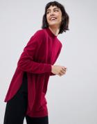 Selected Eileen High Neck Sweater In Wool Blend - Red