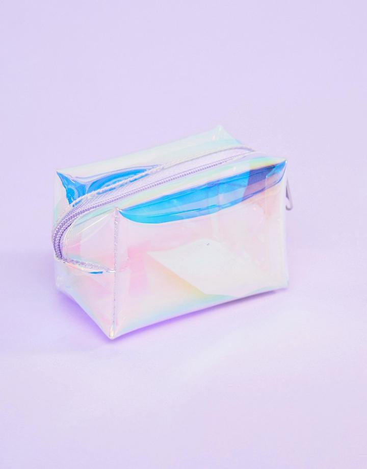 Monki Holographic Mini Pouch In Blue - Black