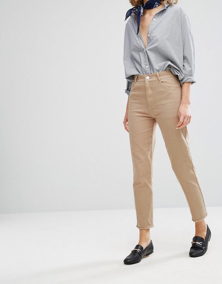 Vale High Rise Fray Hem Cropped Jean - Tan