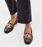 New Look Mix Loafer In Black And Leopard - Black