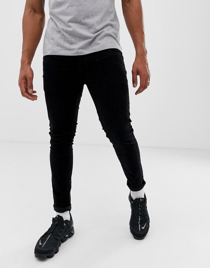 River Island Skinny Cord Pants In Black - Black