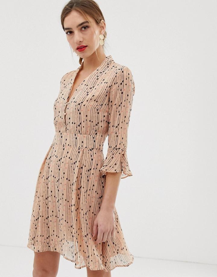 Y.a.s Spotted Skater Dress - Orange
