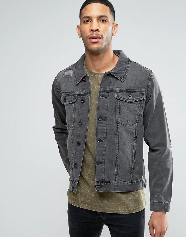Threadbare Vintage Black Denim Jacket - Black