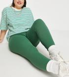 Asos Design Curve Ribbed Leggings In Khaki-green