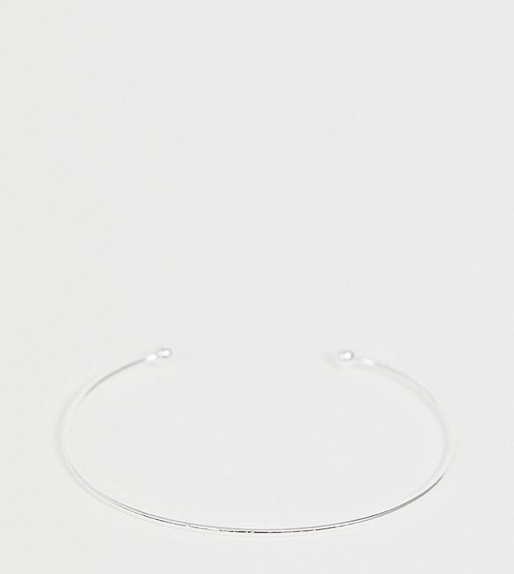 Asos Design Sterling Silver Cuff Braclet With Fine Ball Detail