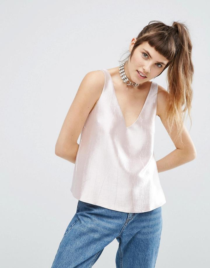 Asos Texture Metallic Tank - Pink