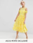 Asos Petite Bright Embellished Cut Out Midi Dress - Yellow