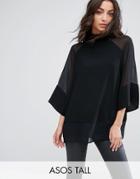 Asos Tall Sheer And Solid Oversize Tee - Black