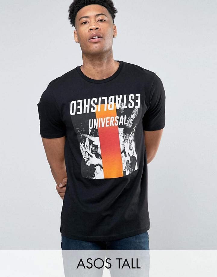 Asos Tall Relaxed T-shirt With Gig Photographic Print - Black