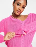 Unique21 V Neck Sweater In Pink