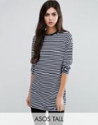 Asos Tall Oversized Striped Long Sleeve T-shirt - Multi