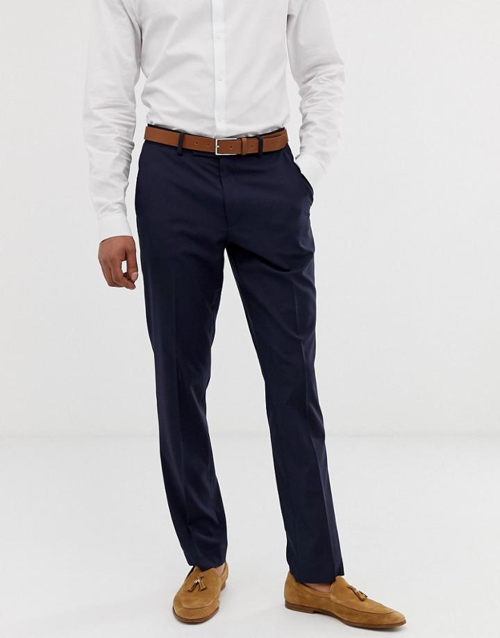 Asos Design Slim Smart Pants In Navy