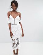 Missguided Strappy Frill Lace Midi Dress - White