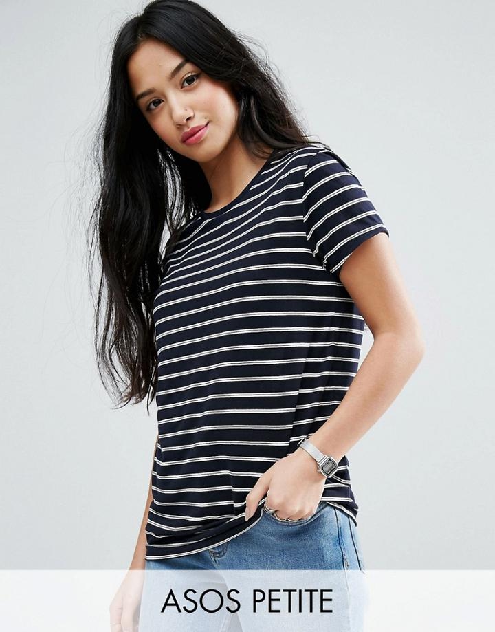 Asos Petite Stripe Crew Neck T-shirt - Navy